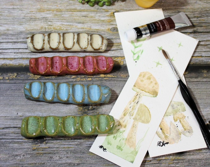 Handmade Speckled Clay Ceramic Paint Brush Rest