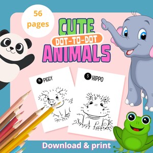 Dot-to-Dot Worksheet Printable Pages Coloringpages for Kids Cute Animals Connect the Dots Activity