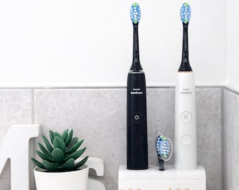 Personalised Electric Dual Toothbrush Holder, Custom Name Bathroom Organiser, Waterproof Electronic Toothbrush Holder