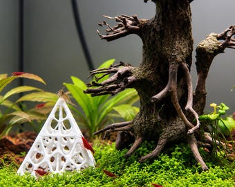 Pyramid Shrimp Hide for Aquariums, Aquarium Cave for Moss and Shrimp, 3 Sizes & Multiple Colours