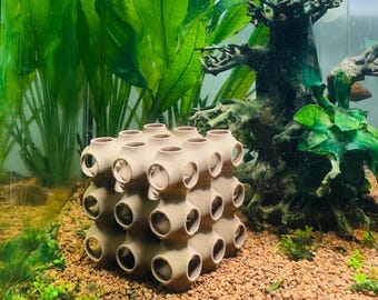 Cube cachette crevettes ou alevins, abri d'élevage multicolore, aire de jeux pour bébés crevettes, alevins et nano-poissons