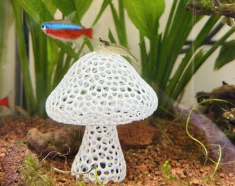 Creative mushroom shaped shrimp and fry hide, aquarium decor, moss cave shelter