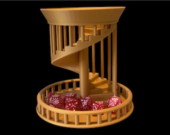 Torre de dados con escalera de caracol, rodillo de dados único para juegos de mesa y TTRPG, opciones multicolor