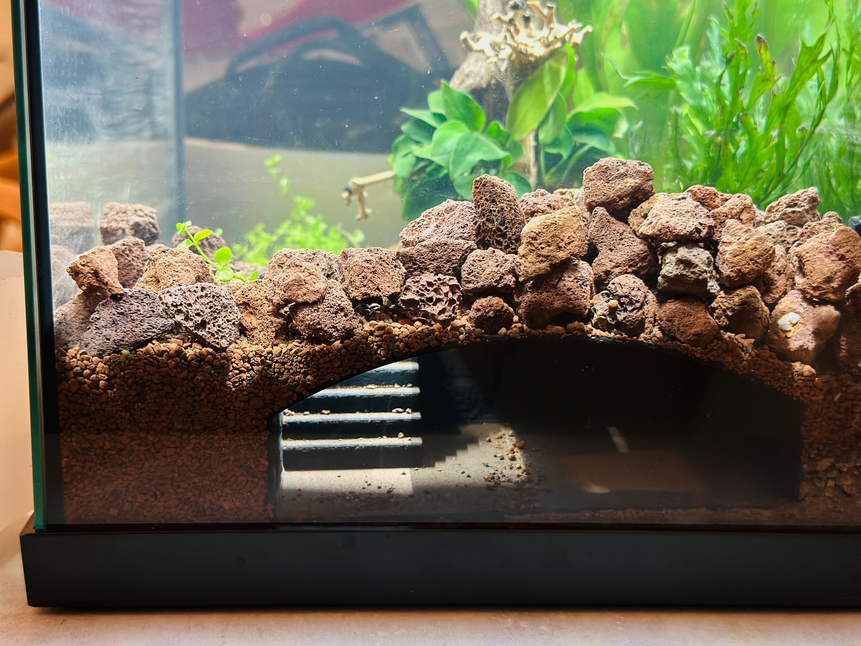 Fish Tank Tunnel with Stairs, Aquarium Hideout for Betta/Shrimp/Cory, Multi-Color Aquarium Cave, Secret Fish Shelter and Underwater Hide