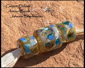 BIG HOLE Rose Bouquet with SilverLampwork Beads by Canyon Echoes Artisan Beads