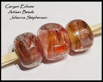 BIG HOLE Rose Bouquet with SilverLampwork Beads by Canyon Echoes Artisan Beads