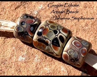 BIG HOLE Rose Bouquet with SilverLampwork Beads by Canyon Echoes Artisan Beads