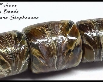 PETITE Big Hole Lampwork Beads, brown Green Organic Earthy Beads,Dog Show Lead Beads,Gifts For Women,Jewelry Designs,Mother's Day Gift