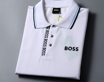 BOSS Hugo Herren Weiß Poloshirt - Gesticktes Logo Smart Casual Alltagskleidung