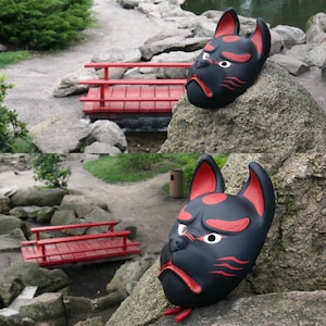 Traditional japanese dog mask, Okuri-Inu mask, cosplay mask, anime mask, custom handmade mask