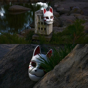 Kitsune Mask, Japanese fox mask, anime mask, anbu mask, naruto mask