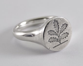 Oak Seal ring - silver
