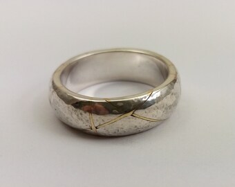 Kintsugi ring silver, 18K gold MADE TO ORDER