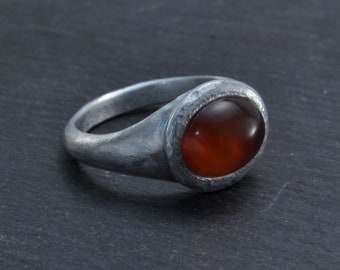 Ring - aluminium, carnelian