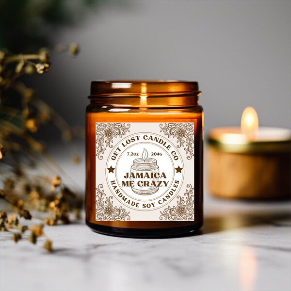 JAMAICA Me Crazy - Handmade Soy Wax Candle in Amber Jar | Home Fragrance for Relaxation and Meditation | Handmade in Clearwater, FL