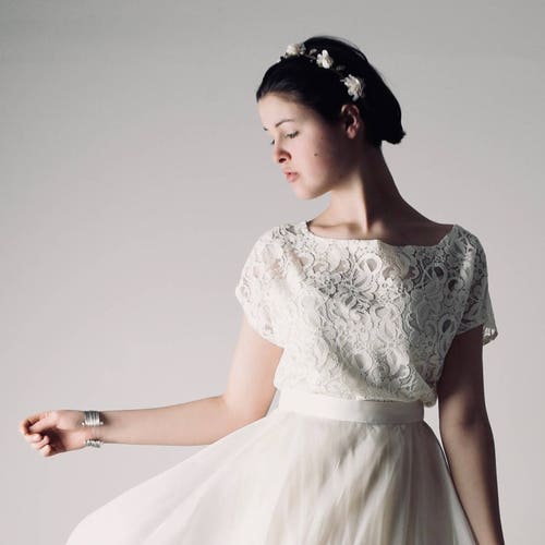 Ivory Lace A Line Tulle Wedding Dress With Removable Train - Etsy Hong Kong