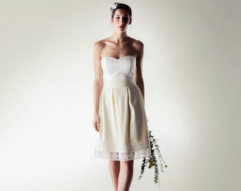 Short Wedding dress, Winter Wedding Dress, Wool wedding dress, Two piece dress, Unique wedding dress, Corset Wedding dress, CALENDULA