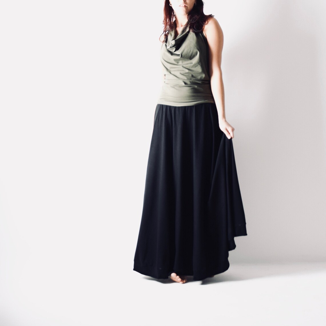 long black boho skirt