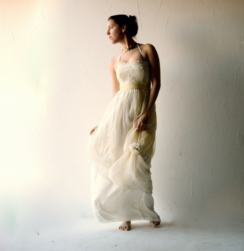 Wedding Dress Yellow Wedding Dress Simple Wedding Dress Etsy