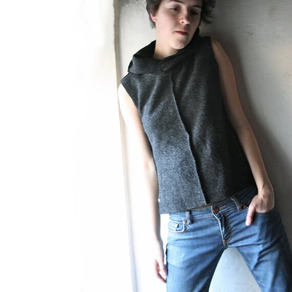 Vest Hoodie Wool Sweater Sleeveless Top 