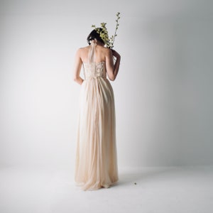 Silk Chiffon Boho Wedding Dress, Rustic Halter Corset, Custom Made image 6
