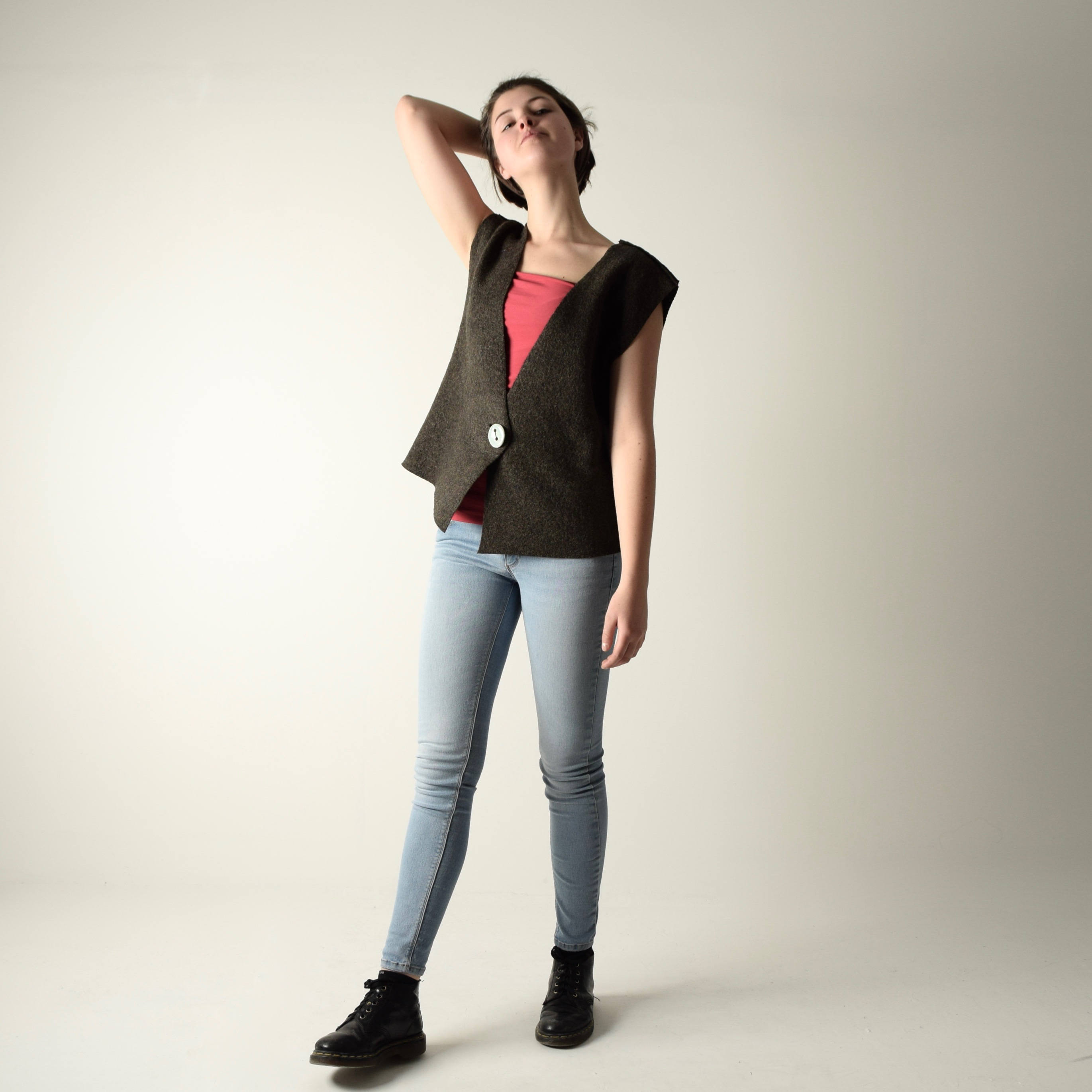 sleeveless wool cardigan