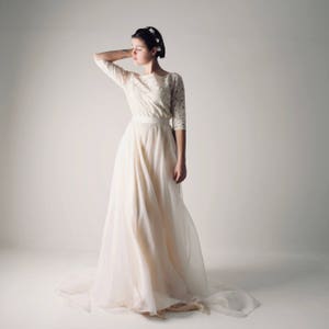 Long sleeve wedding dress, Boho Wedding dress, Lace wedding dress, Modest wedding dress, Simple Two piece dress, dress separates HONEYSUCKLE
