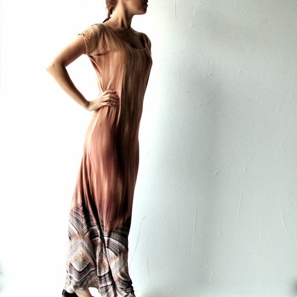 Maxi dress, Long dress, Tunic dress, Jersey dress, Ombre dress, Orange dress, Floor length gown, T shirt dress, Boho dress, Grecian dress