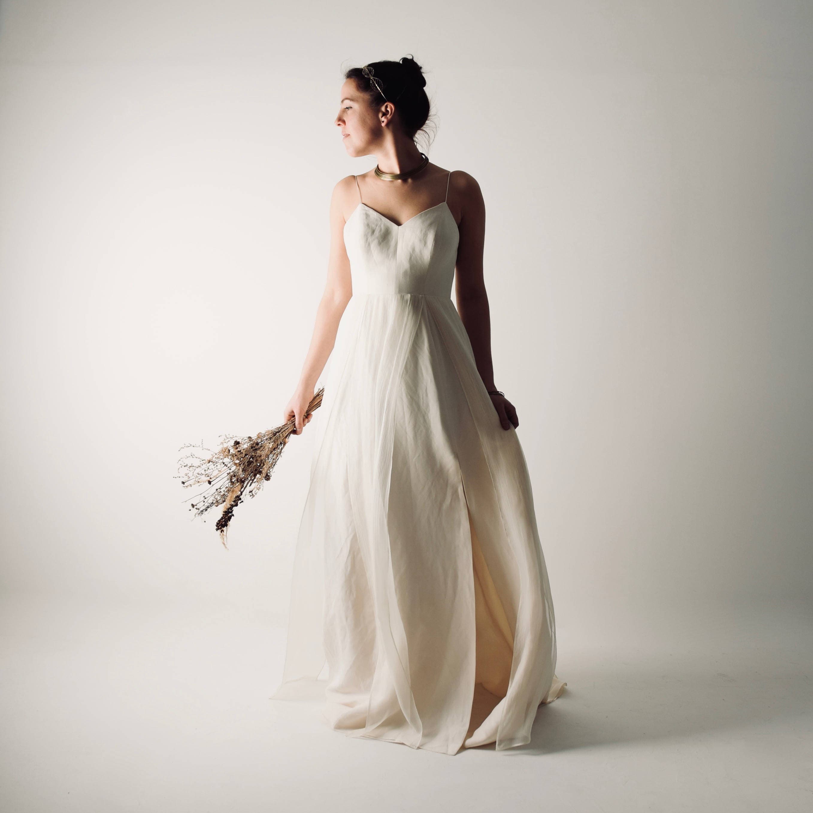 Linen Wedding dress Simple wedding dress Modern wedding | Etsy