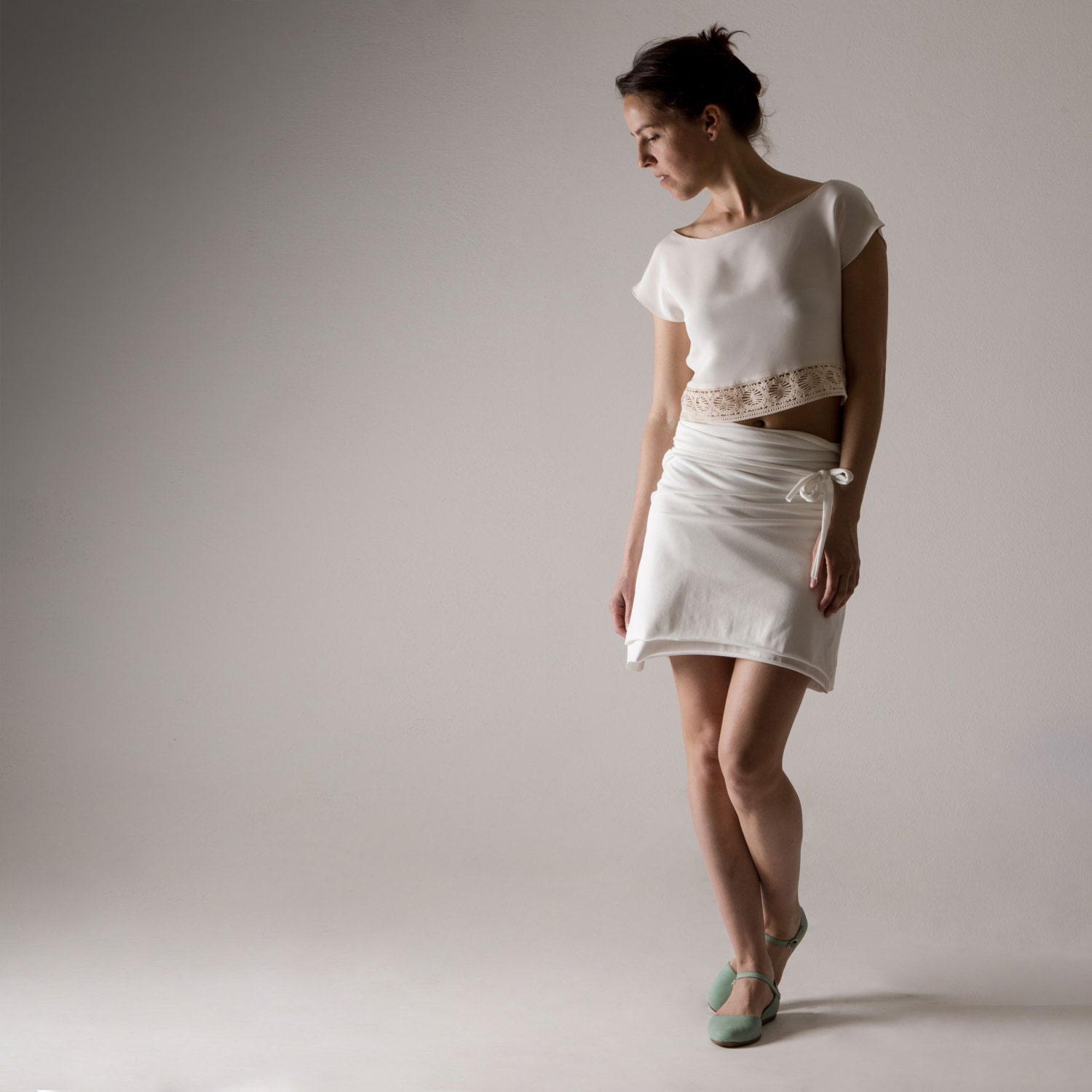 jersey wrap mini skirt