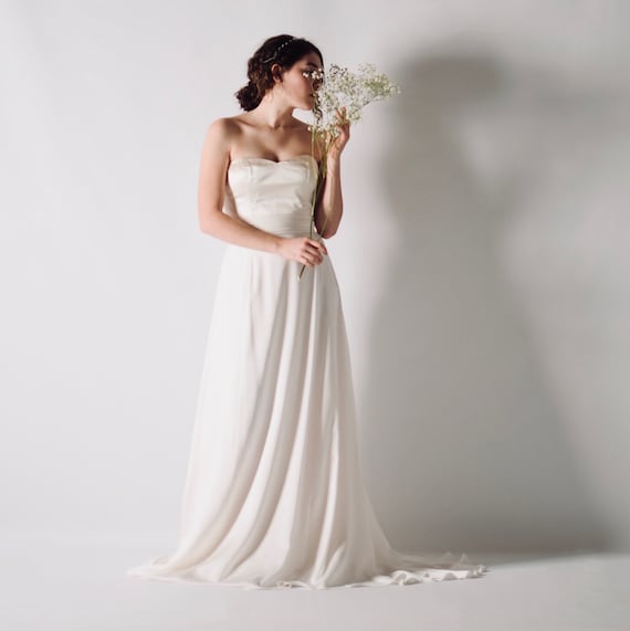 Vestido de novia de satén de seda Vestido de novia blanco - Etsy México Vestido de novia de satén de seda Vestido de novia blanco - Etsy México