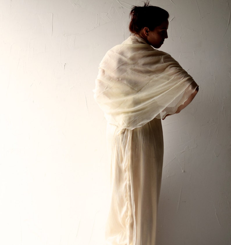 Bridal shawl, Wedding shawl, Wedding scarf, Silk shawl, Chiffon shawl, chiffon scarf, Wedding wrap, Bridal cape, Ivory shawl, POSEY image 3