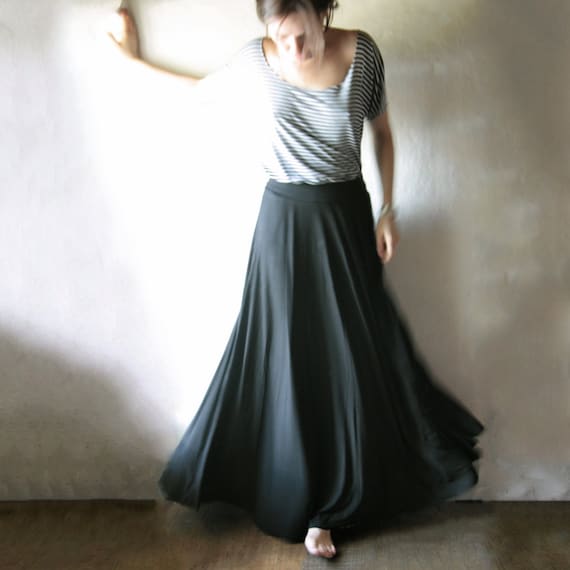 Welp Maxi Skirt Long skirt Boho skirt Floor length skirt Black | Etsy VO-39