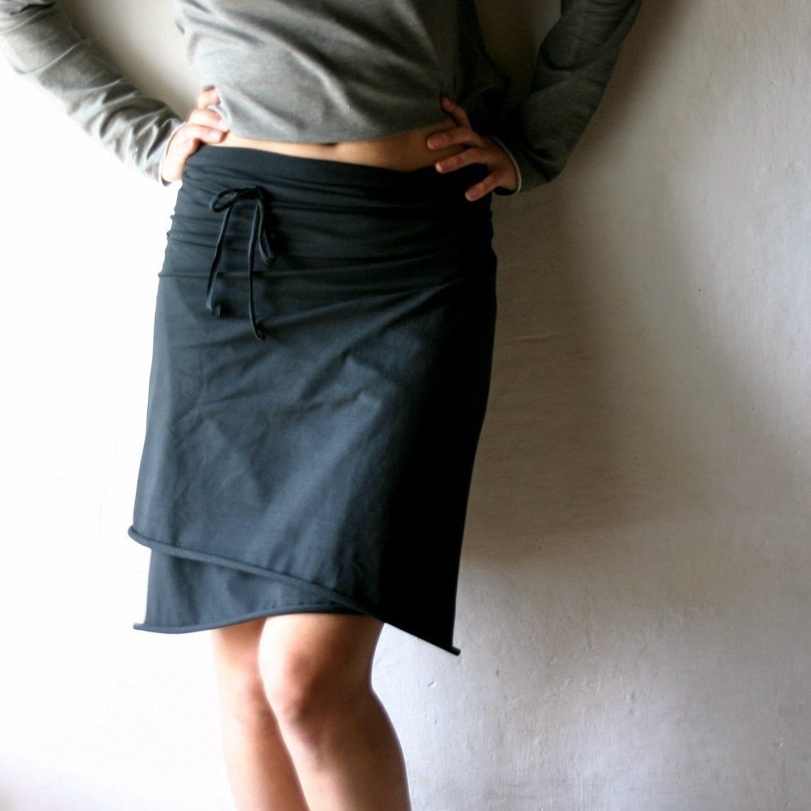 Wrap skirt Cotton skirt Black skirt Jersey skirt Womens Etsy