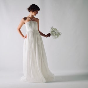 Vegan wedding dress, Linen modern wedding dress, White wedding dress, Eco conscious wedding dress, Modern bride, minimalist dress - LINUM