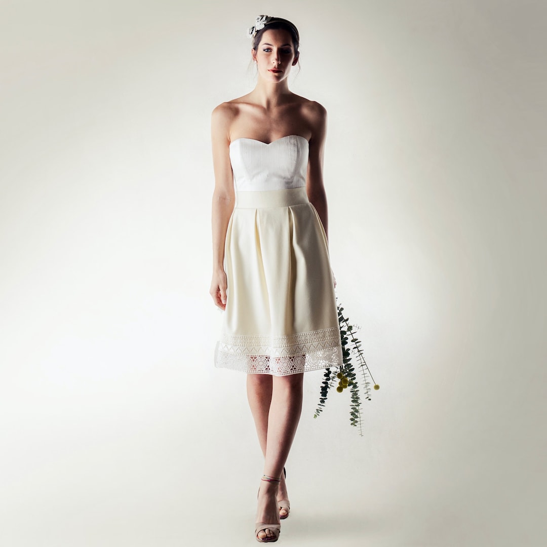 Short Wedding Dress, Winter Wedding Dress, Wool Wedding Dress, Two ...