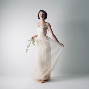 Silk Chiffon Boho Wedding Dress, Rustic Halter Corset, Custom Made image 5
