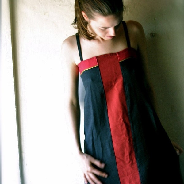 Aline Tunic dress in black and red cotton