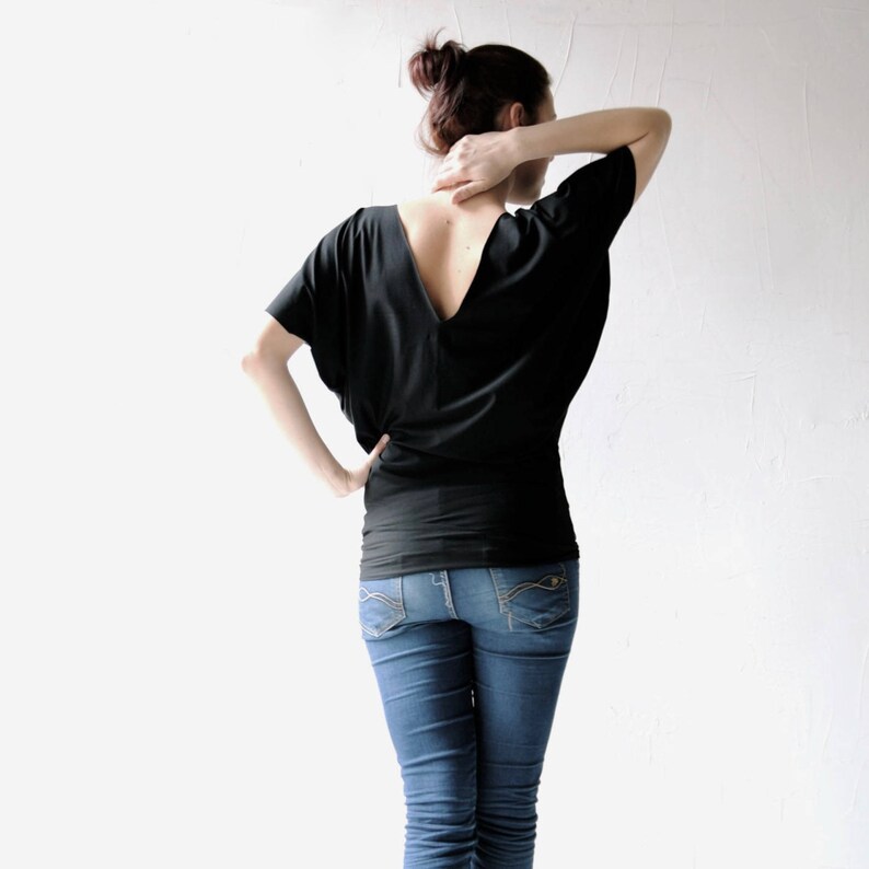 Womens Top Yoga clothes Vneck Blouse Batwing top Dolman Etsy