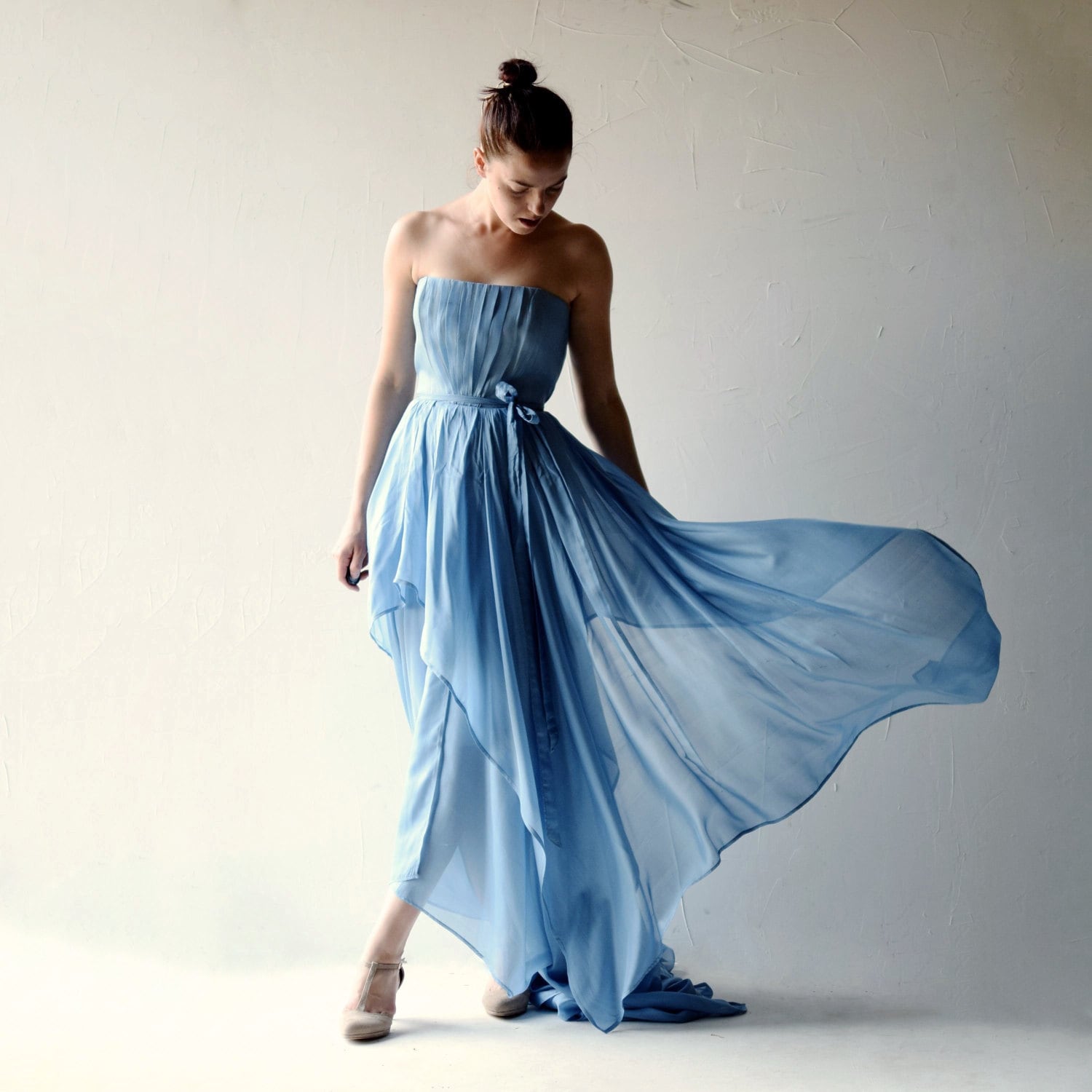 Blue Silk Wedding Dress