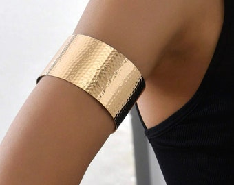 Gold Upper Arm Cuff ~ Gold Bracelet Handmade Jewelry ~ Minimalist Cuff Band ~ Brass Jewelry ~ Mothers Day Gift for her ~Bridal Arm Cuff Gold