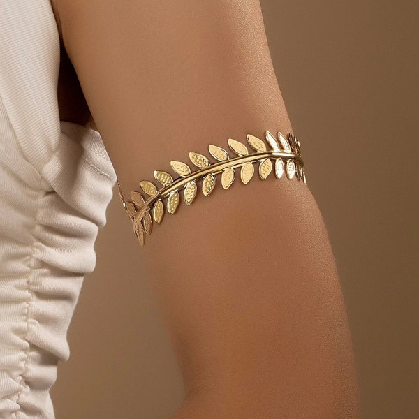 Greek Goddess Upper Arm Bracelet, Summer Beach Jewelry, Gold Upper Arm Cuff, Wide arm bracelet, Metalwork bracelet, Rose Gold Bracelet