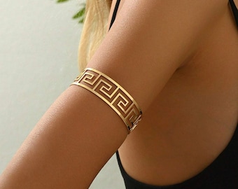 Greek Goddess Upper Arm Bracelet, Summer Beach Jewelry, Gold Upper Arm Cuff, Wide arm bracelet, Metalwork bracelet, Rose Gold Bracelet