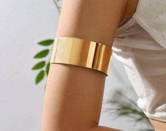 Chic Arm Cuff Set: Minimalist Gold & Silver Upper Arm Bands - Stylish Gift Idea, Fashionable Accessory and Thoughtful Gift, Cuff Gold