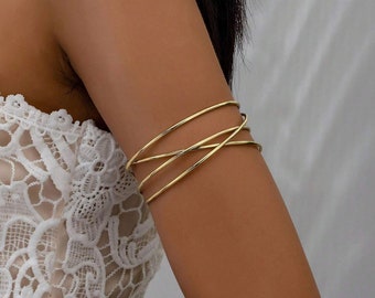 Minimalistischer Armreif, goldenes Armband, goldenes Oberarmarmband, silbernes Armband, goldenes Armarmband, Geschenk für Sie