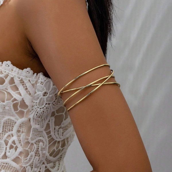 Minimalistischer Armreif, goldenes Armband, goldenes Oberarmarmband, silbernes Armband, goldenes Armarmband, Geschenk für Sie