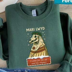 Mari Lwyd Folklore Christmas Sweatshirt, Welsh Pagan Yule Holiday Ale & Rhymes Sweater, Pagan Gift, Gift for Pagan Friend, Welsh Gift