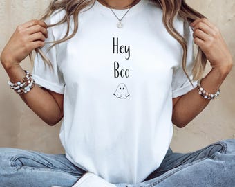 Hey Boo Ghost T-Shirt: Spooky Season Bella Canvas Tee