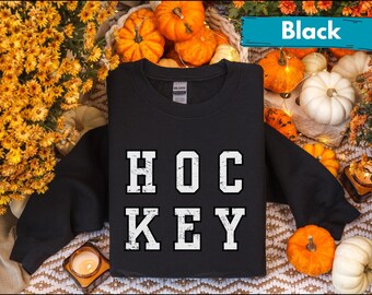 Moletom de hóquei | Gola redonda vintage para hóquei universitário | Presente retrô para amantes de hóquei | Moletom de hóquei de outono | Pulôver esportivo unissex aconchegante
