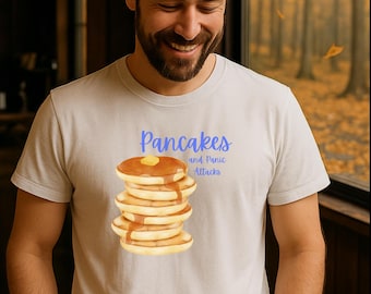 Grappig T-shirt voor geestelijke gezondheid: pannenkoeken en paniekaanvallen Bella canvas shirt